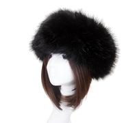 Altsuceser Russian Hat, Winter Faux Fur Hats for Women, Warm Russian Cossack Style Hat for Ladies Black One Size
