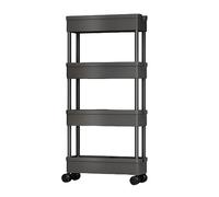 Altsuceser Slim Rolling Storage Cart, 4 Tiers Bathroom Organizer Utility Cart Slide Out Storage Shelves, Mobile Shelving Unit Organizer Trolley for Office Bathroom Kitchen Laundry Room Black