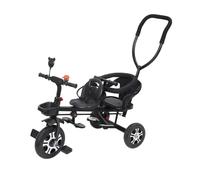 Altsuceser Two-Seater Kids Tricycle with Push Handle & Safe Triangle Structure, Dual Seats Children’s Tricycle for 2-8 Year, Preschool Daycare Playground, Kids Outdoor Play Equipmen Black