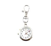 Altsuceser Vintage Round Classical Pocket Key Chain Watch Pendant, Round Quartz Movement Battery-Operated Nurses Keychain Key Ring Watch Silver