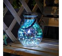 Altuna Solar Garden Firefly LED Pearlescent Iridescent Opal Glass Lantern