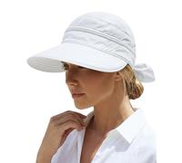 AlturaGo 2-in-1 Women’s Sun Visor Sun Hat Zipper Off Ponytail Friendly, Lightweight Quick Dry, Summer UV Protection, White, One Size