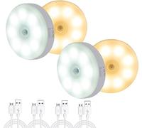 ALTUY Motion Sensor Night Light,USB Rechargeable Led Battery Lights Indoors,Wireless Adjustable Warm White Lighting for Kids/Baby/Hallway/Kitchen/Bedroom/Stairs/Children Room/Closet,4 Pack