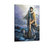 ALTUY Room Aesthetics All Souls Day Jesus Peter Walking on Water Poster Decorative Painting Canvas Poster 16x24inch(40x60cm)