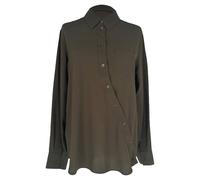 Altuzarra Women's Preloved Asymmetric Button-Down Blouse in Brown Acetate in Light Brown | Size: 40