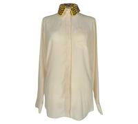Altuzarra Women's Preloved Sequined Collar Long Sleeve Blouse in Ivory Silk | Size: 40
