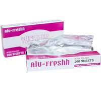 Alu-Freshh Interfold 200 Pre Cut Aluminum Foil Sheet 30.5 cm x 27 cm, Pop up Kitchen Foil, Pull and Wrap Food Embossed Aluminum Sheet for Roasting, Grill Lining