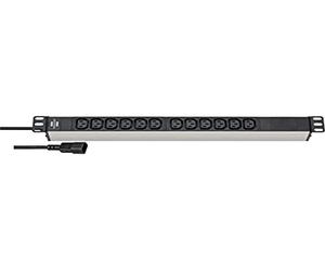 Alu-Line 19" Extension Socket for Cabinets 12-Way 2m H05VV-F 3G1,0 Black/Silver