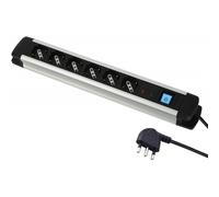 Alu-Line 6 Socket Power Strip +10/16 A With Switch Electraline 61904