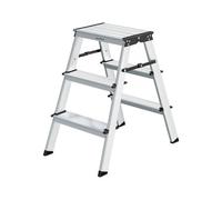SONGMICS Ladder, 3 Step Ladder, Aluminium Ladder with 3 Non-Slip Steps, Multi-Purpose, Max. Load Capacity 150 kg, Silver Grey and Ink Black GLT23K