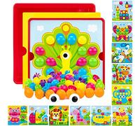 AluAbi Button Art Toys for Toddlers, Crafts for Toddler Toys Age 3-5 Early Learning Educational Toys, Color Matching Puzzle, Fine Motor Skills Game, Preschool Learning Toys for Boys & Girls 3+