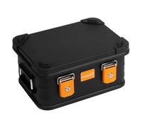 ALUBOX Aluminium Box Lockable E18B - Premium Aluminium Storage Box 18 Litres - Lid with Die-Cast Aluminium Stacking Corners and Rubber Seal - Includes Locks - Black Painted