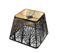 ALUCSET Medium Square Shades, Metal Tree Pattern Shades for Table Lamp and Floor Light, 7" x 10" x 7.5", Trees Pattern (Black/Gold)