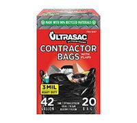 Aluf Plastics 792697 Ultrasac Heavy Duty Professional Quality Contractor Trash Bag, 42 Gallon Capacity, 2 ft.9in x 3 ft.9.5 inch, Black (Case of 20)