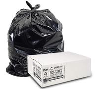 Aluf Plastics RCT-33XXX Star Sealed Coreless Rolls with E-Z Tie Flap Closure, 33 gal, Polyethylene, 33" x 39", Black (Pack of 100)
