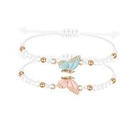 Aluinn BFF Butterfly Bracelets for 2-Butterfly Matching Bracelets Adjustable Strand Bead Best Friends Bracelet Handmade Charm Friendship Bracelets Jewelry Gifts for Women Friends, normal, Copper, no