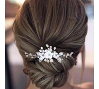 ALUINN Crystal Bride Wedding Hair Comb Pearl Hair Piece Flower Bridal Hair Accessories for Brides Bridesmaids Women Silver