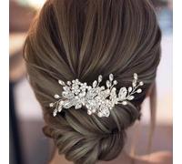 ALUINN Crystal Bride Wedding Hair Comb Pearl Hair Piece Rhinestone Bridal Hair Accessories for Brides Bridesmaids Women Silver