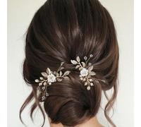 ALUINN Pearl Bride Wedding Hair Pins Crystal Hair Piece Bridal Hair Accessories for Brides Women Bridesmaid (Gold)