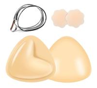 ALUKIKI Sticky Bra Inserts, Double-sided Sticky Push Up Inserts, Reusable Bra Pad Inserts for Bikini Dress Swimsuit Bra, Warm Nude, B