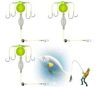 Alula777 Fishing Hooks, Hair Rigs Double-Hook Reverse Bottom Rig - Anti Tangle Snag Resistant Design - Freshwater Saltwater Use for Carp Fishing - 3-Piece Set (4 Hooks)