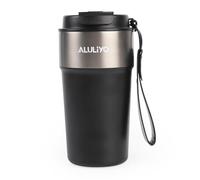 ALULIYO Insulated Coffee Cup, Leakproof Coffee Cup Travel Mug, Double Wall Thermal Cup for Hot & Cold Drinks，Tumbler with Straw and Lid, BPA-Free, Black, 500ML