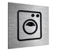ALÚMADESIGNCO Laundry Room Signs - Utility Sign - Cleaning Signage - Washroom Decal - Metal/Acrylic Plaque - 120 x 120 mm