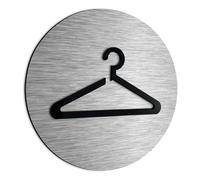 ALÚMADESIGNCO Modern Changing Room Sign - Metal/Acrylic Cloakroom Signs - Dressing Room Door Wall Signage, Coat Closet Decals, Coat Hanger Symbol - Wardrobe Pictogram - 120 x 120 mm