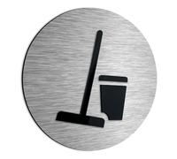 ALÚMADESIGNCO Modern Utility Room Sign - Cleaning Signage - Wash And Dry Room Signs - Washroom Clean Door Decals - Broom Metal/Acrylic Plaque - Easy To Install - 120 x 120 mm