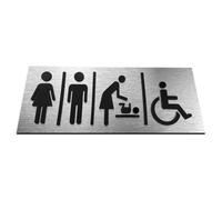 ALÚMADESIGNCO Toilet Signage - Bathroom door sign - Unisex WC Signs - All Gender Restroom Plaque - 100 x 260 mm - Easy To Install