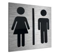 ALÚMADESIGNCO Unisex Toilet Sign - All Gender Bathroom Signs - Toilets Door Signage - WC Plaque - Restroom Room Decal - 120 x 120 mm (Bathroom Unisex)