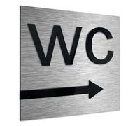 ALÚMADESIGNCO WC Signs - Unisex Toilet Sign / Arrow Right, Restroom Door Signage - Bathroom This Way Plaque -120 x 120 mm