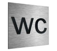 ALÚMADESIGNCO WC Toilet Sign - Unisex Bathroom Signage - Water Closet Restroom Signs - Modern Toilets Room Plate - All Gender Washroom Plaque - 120 x 120 mm