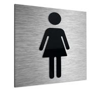 ALÚMADESIGNCO Womens Bathroom Signage - Female Toilet Sign - Women Restroom WC Door Signs - Woman Toilets Room Symbols - 120 x 120 mm