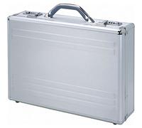 Alumaxx Kronos Padded Attache Case for Laptop - Silver Aluminium | Silver Aluminium Briefcase with 2 Combination Locks, Business Case with Laptop Compartment & Organiser, Pilot Case