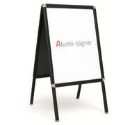Alumi-Signs Black A-Board Pavement Sign A2 | Double Sided Snap Frame Poster Holder | Outdoor & Indoor Advertising Display Stand with Anti-Glare Covers | Folding Aluminium Frame for Shop, Café