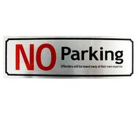 Aluminium 175 x 55mm No Parking Keep Driveway Clear Sign Card Self Adhesive