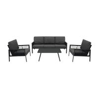 MonsterShop Garden Aluminium 5 Seat Furniture Sofa Set Rattan Alternative Anthracite Grey 4 Piece