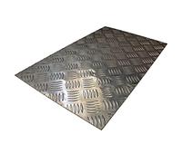 Aluminium 5 Bar Checker Plate | 250 x 500mm (25 x 50cm) Aluminum Metal Chequer Plate Sheet Plate Kick Plate (2mm 250 x 500mm Panel x 4 Pack)