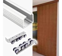 Aluminium 6ft Pocket Door Track, Bypass Sliding Door Track with 8 Roller System, Cabinet Closet Door Hardware Kit for 12-19" Wide Single Door(Silver,40in/102cm)