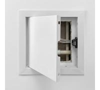 Aluminium Access Panel 300x300mm, Paintable Flush Fit Inspection Hatch with Push-Click Mechanism, Concealed Hinge for Wall & Ceiling Drywall, Plumbing & Electrical(White,20x20cm)