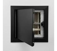 Aluminium Access Panel 300x300mm, Paintable Flush Fit Inspection Hatch with Push-Click Mechanism, Concealed Hinge for Wall & Ceiling Drywall, Plumbing & Electrical(Black,55x55cm)