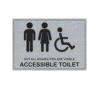 Aluminium Accessible Toilet Non-Visible Disability Sign, Brushed Gold or Brushed Silver (Silver)