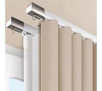 Aluminium ain Track System - Double Rail Sliding Rod for Room Divider Balcony Privacy (White 2.40m 2 x 1.2m) Easy to Install Modern Design