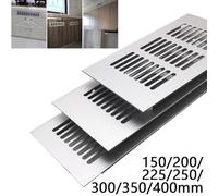 Aluminium Air Vent Grille Cover, 80 x 150-400 mm Adjustable Louvred Ventilation Mesh, Silver Anodised Aluminium Alloy for Wardrobes & Cabinets