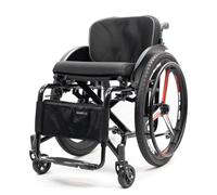 Aluminium All-Terrain Sports Wheelchair for Adults, Folding Lightweight Self-Propelled Manual Wheelchair Adjustable Footrest and Seat Height, 100kg Capacity(Rot,42cm/16.5in)