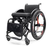 Aluminium All-Terrain Sports Wheelchair for Adults, Folding Lightweight Self-Propelled Manual Wheelchair Adjustable Footrest and Seat Height, 100kg Capacity(Nero,42cm/16.5in)