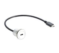 Aluminium Alloy 10Gbps USB Type C 3.1 Male to Female Flush Mount Cable USB C Converter Extension Cable Threaded Fixed Mount Connector Short Cable for Car Boat Motorcycle Motorbike(0.3M/1FT)