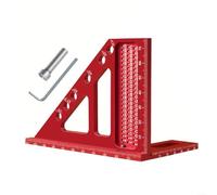 Aluminium Alloy 3D Multi Angle Marking Ruler with 6 Hole Design for Metric Measurements, Square and Triangle Layout Tool for Woodworking and Construction, Red