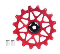 Aluminium Alloy Bicycle Rear Derailleur Pulley Wheel 10T or 16T with Porcelain Ball Bearing and 4mm 5mm Bushings Compatible with 6 7 8 9 10 11 12 Speed Gear System Black Red Blue(16T Red)